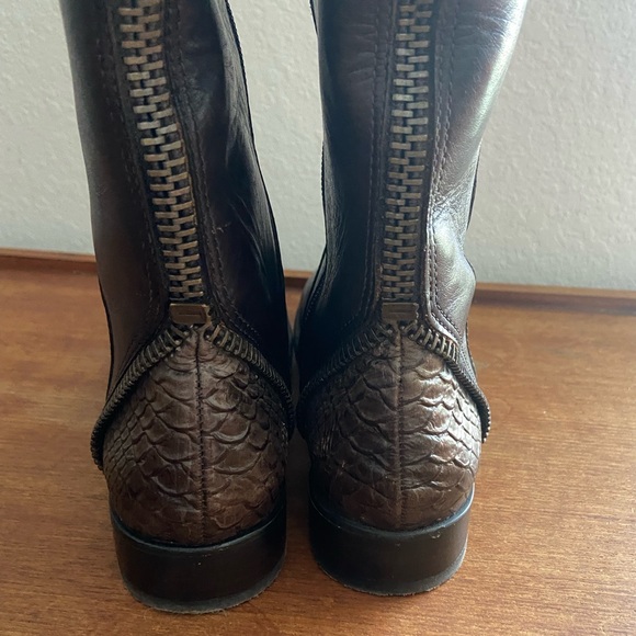 Arturo Chiang Falicity Tall Riding Boots Brown Zipper Detail Size 7.5 - Picture 6 of 15